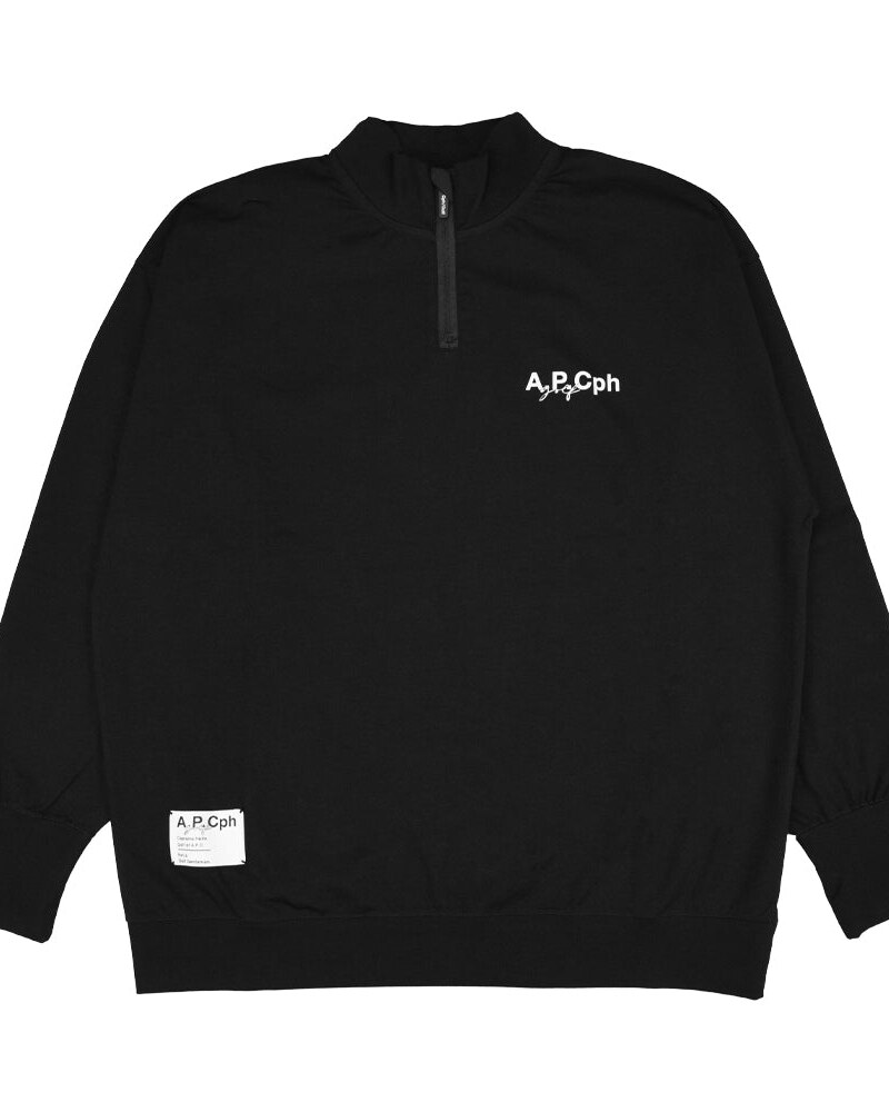 A.P.Cph/Golf half zip mock neck tee in black · view 1 of 4