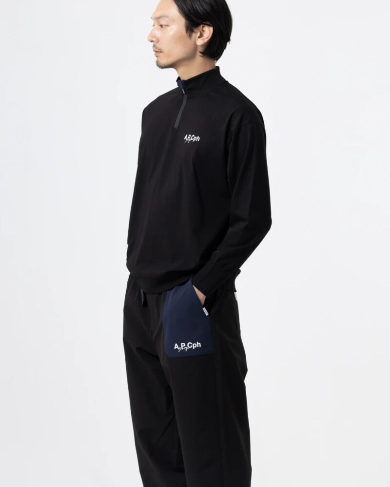 A.P.Cph/Golf half zip mock neck tee