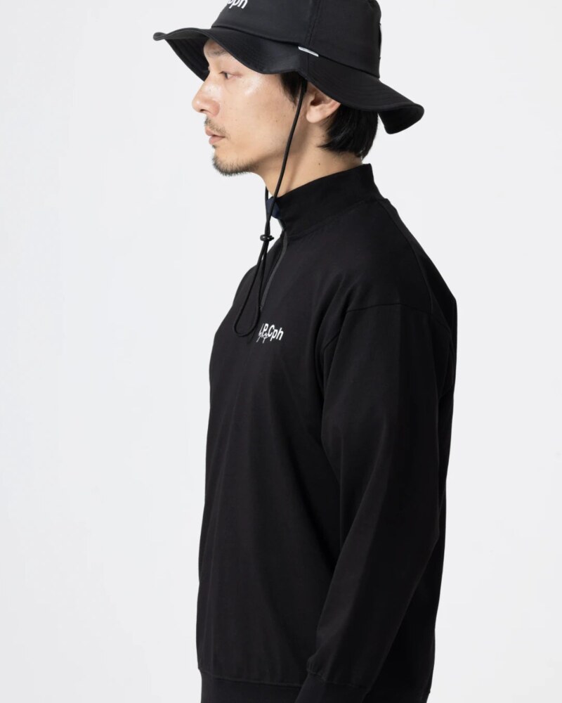 A.P.Cph/Golf half zip mock neck tee in black · view 3 of 4
