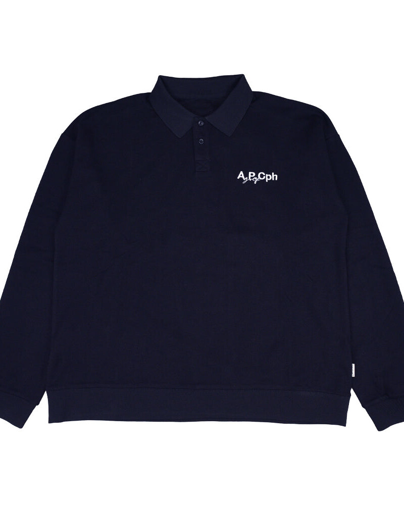A.P.Cph/Golf long sleeve polo pullover in navy · view 1 of 4