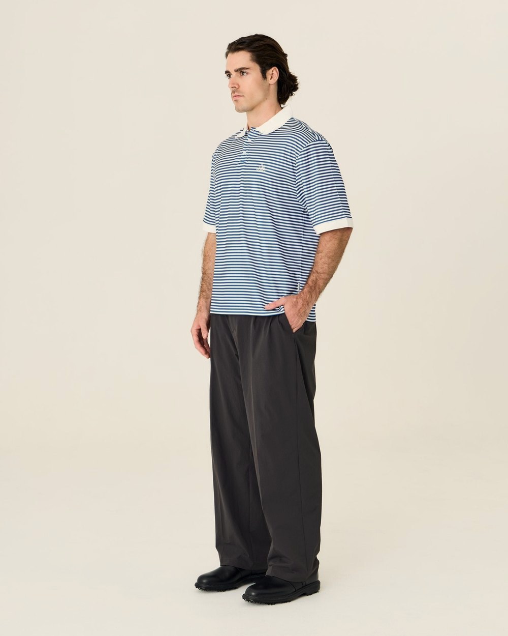 Left of Field Mornington Polo Blue/White Stripe · view 1 of 4