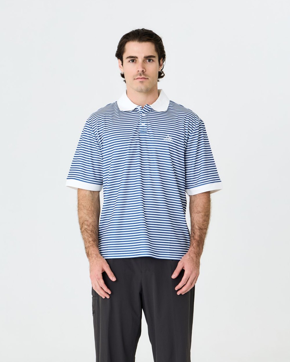 Left of Field Mornington Polo Blue/White Stripe · view 2 of 4