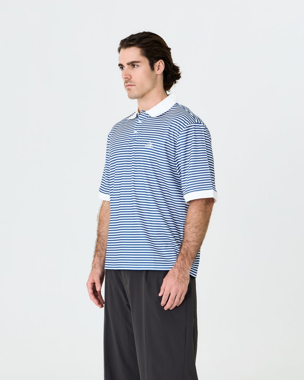 Left of Field Mornington Polo Blue/White Stripe · view 3 of 4
