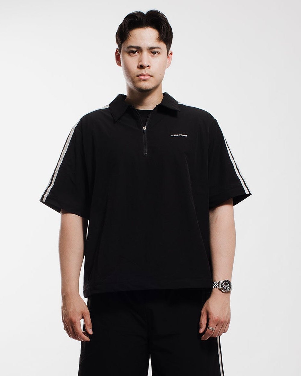 SLICE TOWN Short Sleeve Windbreaker, Charcoal · view 1 of 4