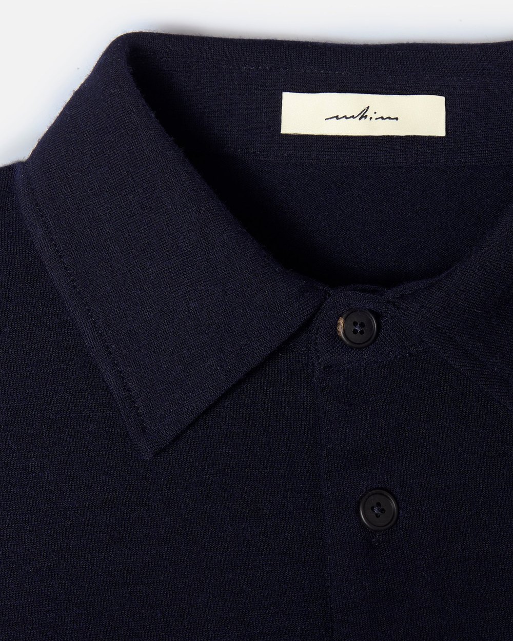 Whim Golf White Embroidered Navy Merino Long Sleeve Golf Shirt · view 4 of 4