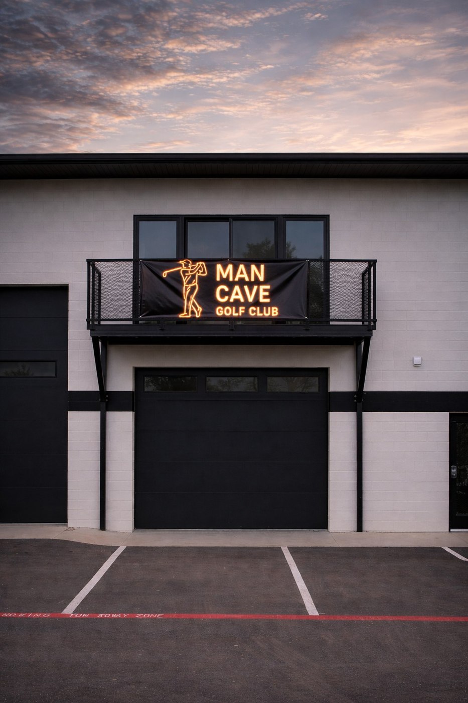 The Man Cave Golf Club building and sign in Dripping Springs