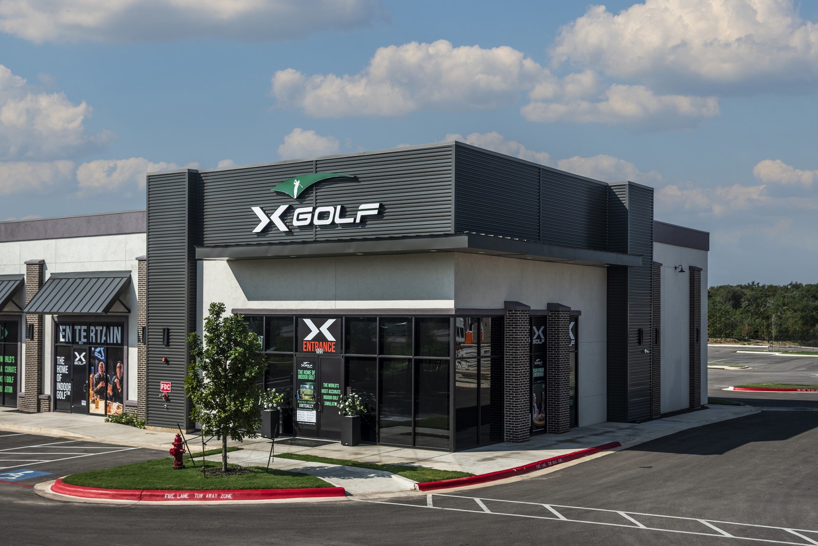 The X-Golf Cedar Park building on West Parmer Lane