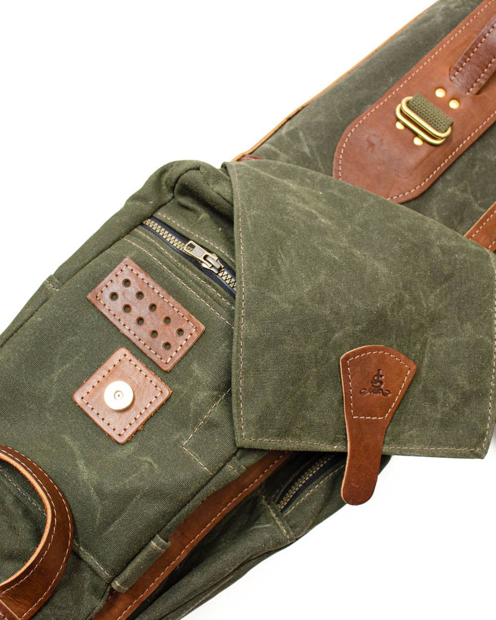 A waxed canvas and leather Steurer & Jacoby carry bag