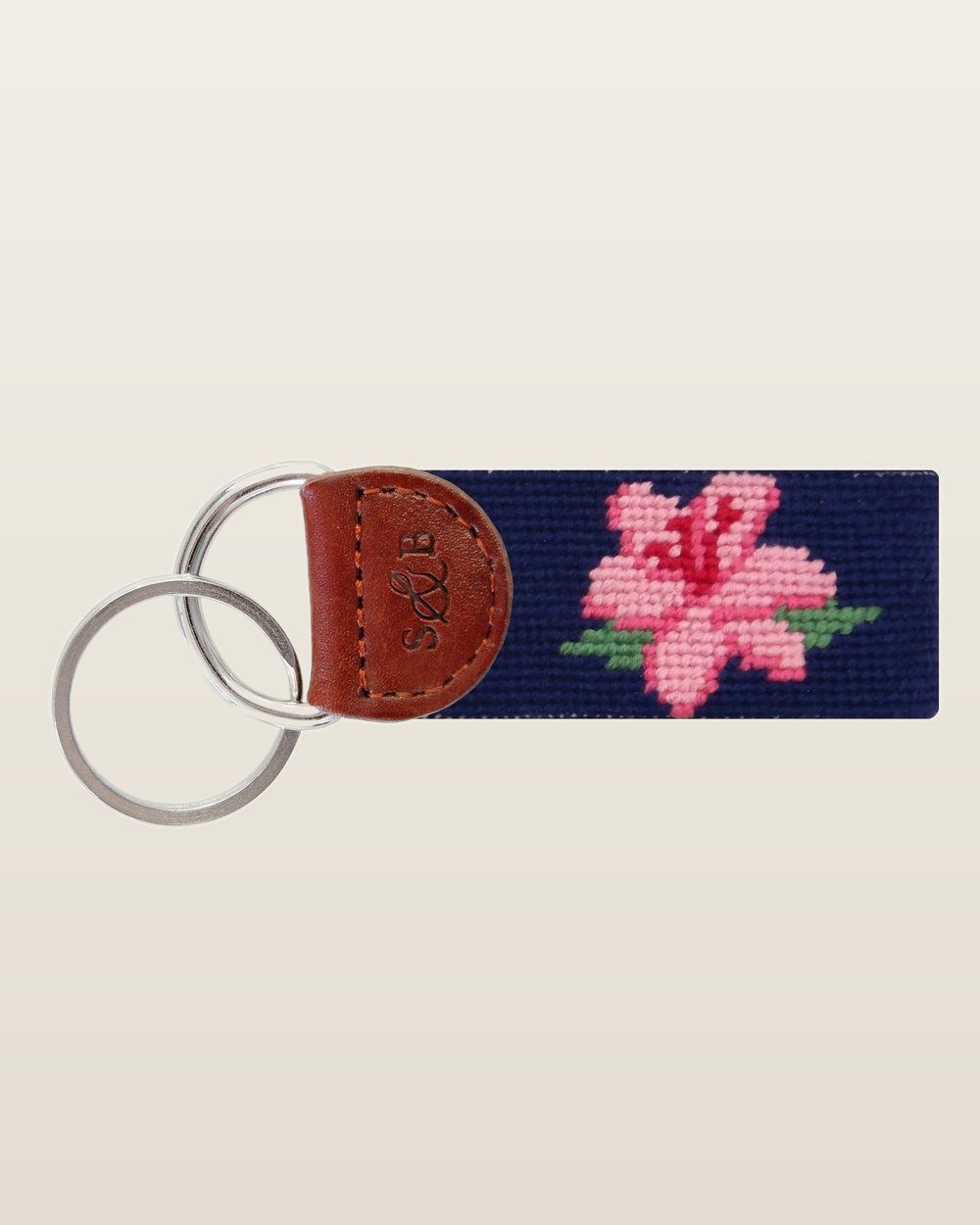 Smathers & Branson Monogrammed Azalea Key Fob, Dark Navy · view 1 of 2