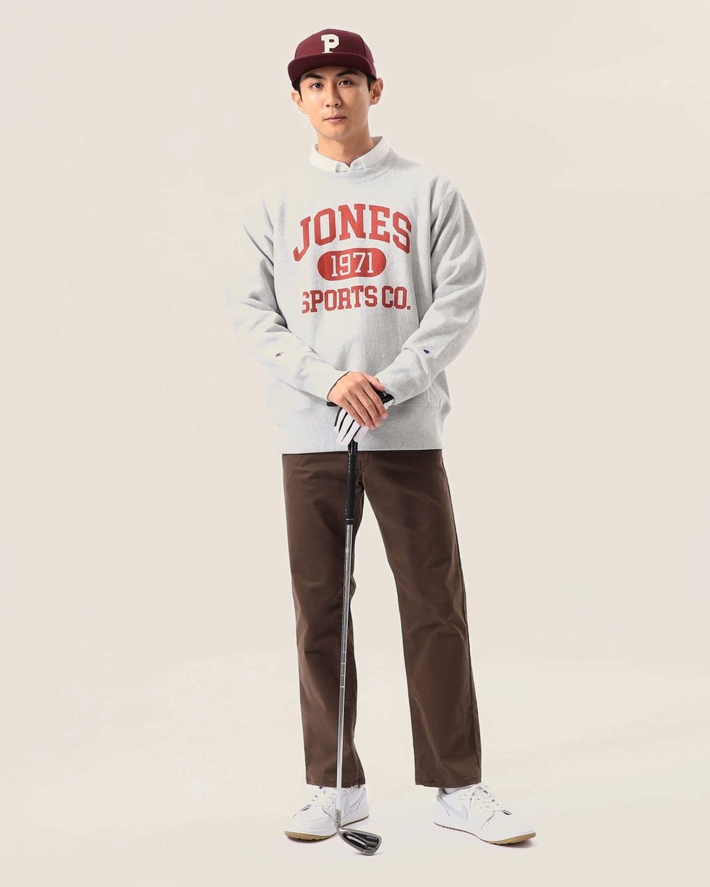 Jones Sports x Champion x BEAMS Golf Reverse Weave Crew &middot; view 1 of 4
