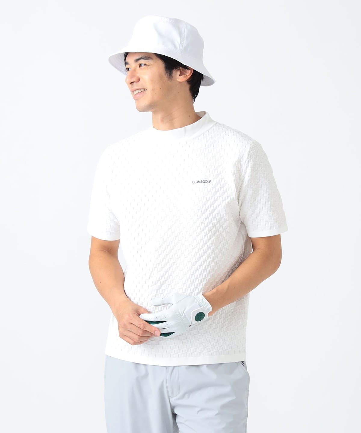 BEAMS Golf Purple Label Basket Knit Mock Neck