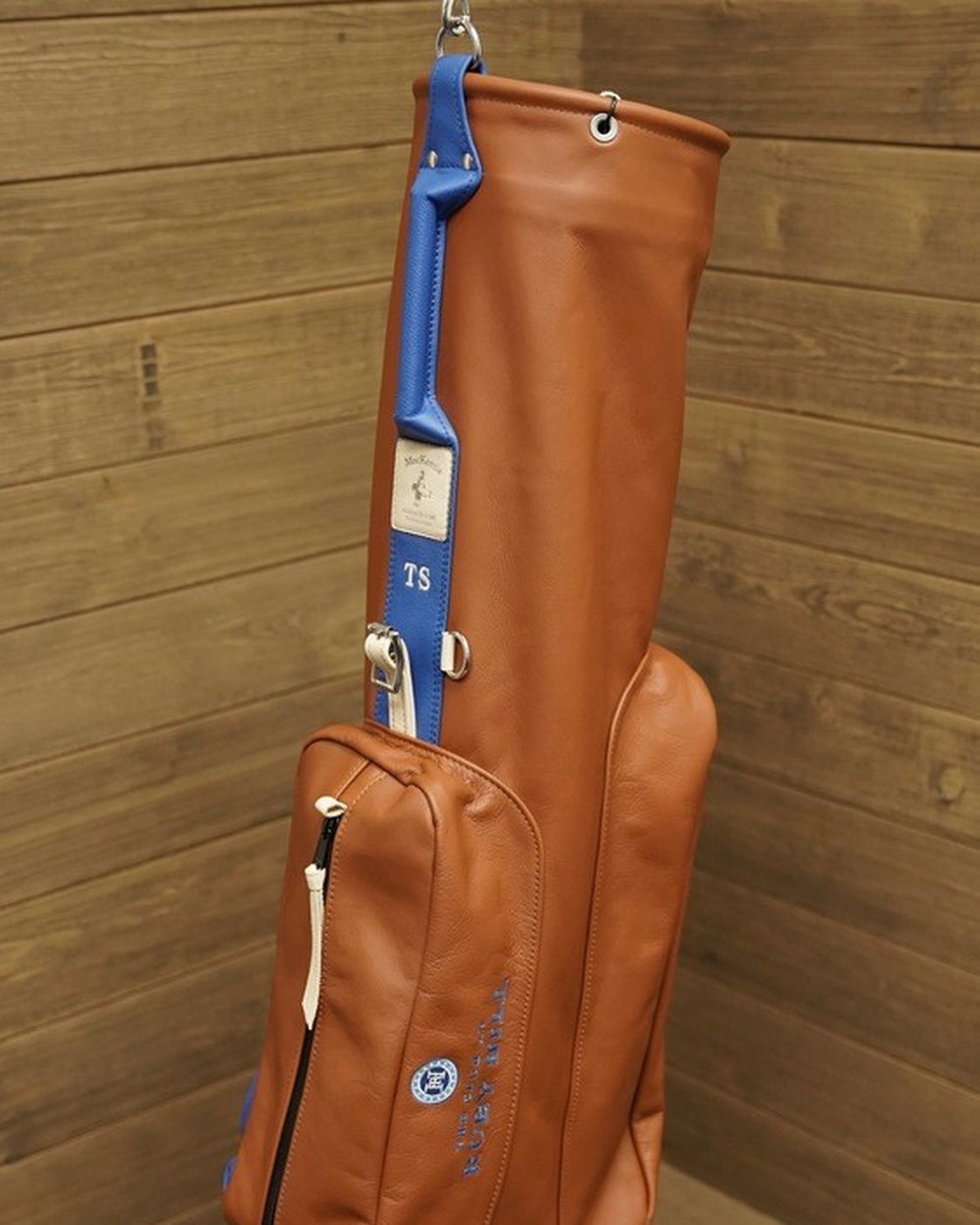 MacKenzie Golf Bags Leather Mac – 8" Opening / 1 Pocket – Mahogany / Bittersweet / Gold (made to order), view 1 of 3