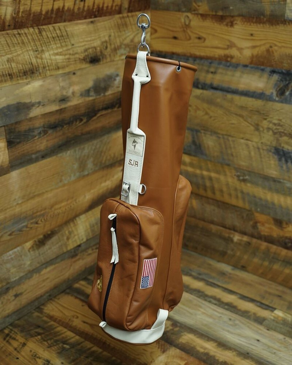 MacKenzie Golf Bags Leather Mac – 8" Opening / 1 Pocket – Mahogany / Bittersweet / Gold (made to order), view 3 of 3