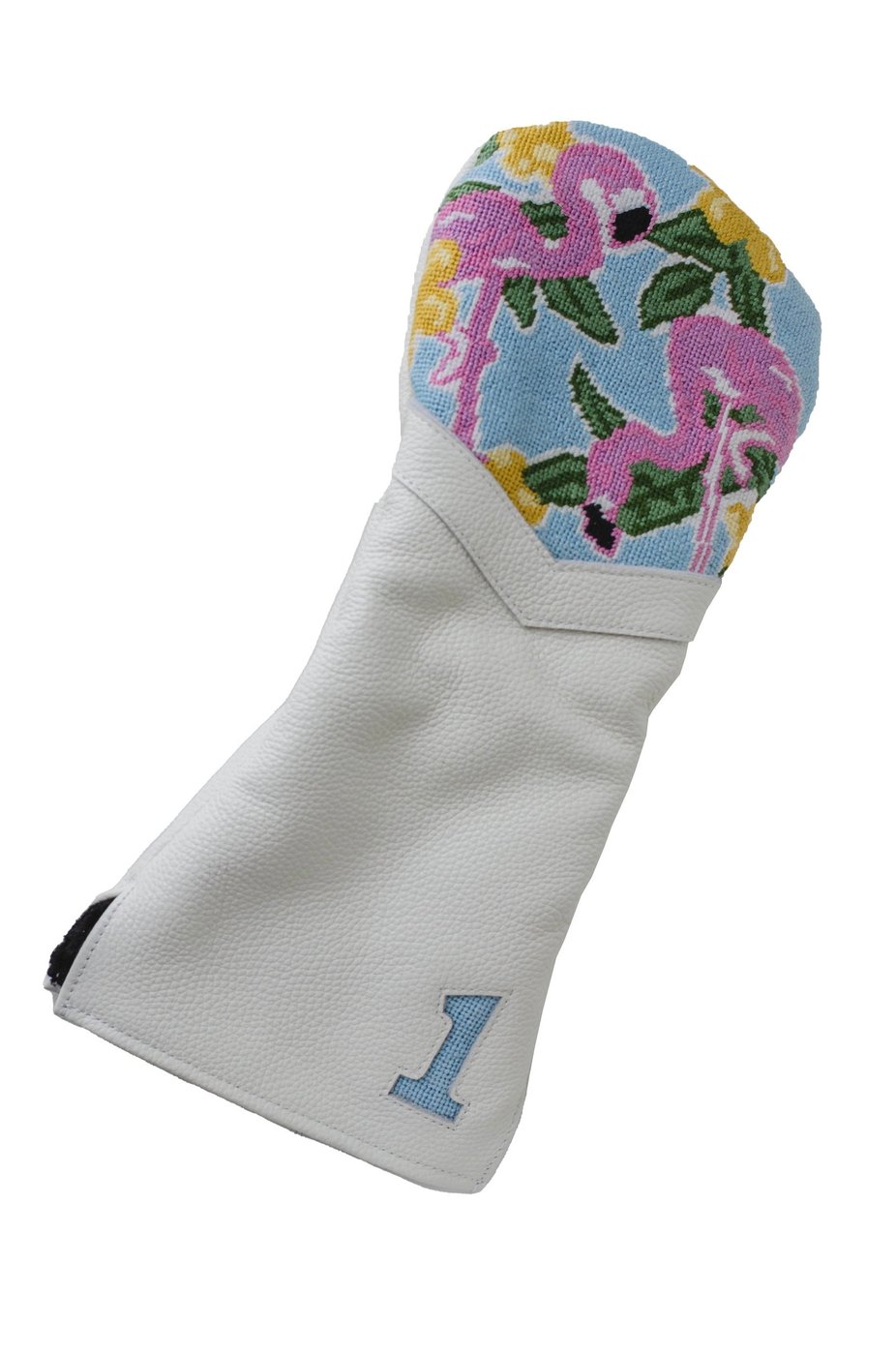 Asher Riley flamingo needlepoint driver headcover with leather trim · view 1 of 2