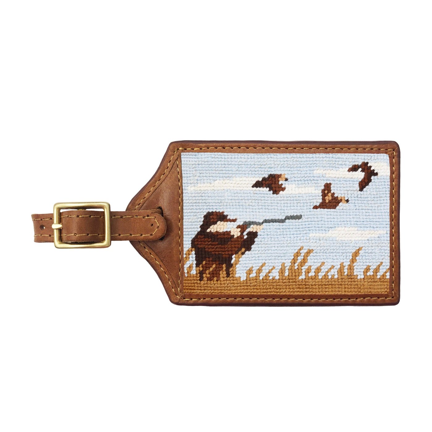 Smathers and Branson upland shoot needlepoint luggage tag with game birds · view 1 of 2