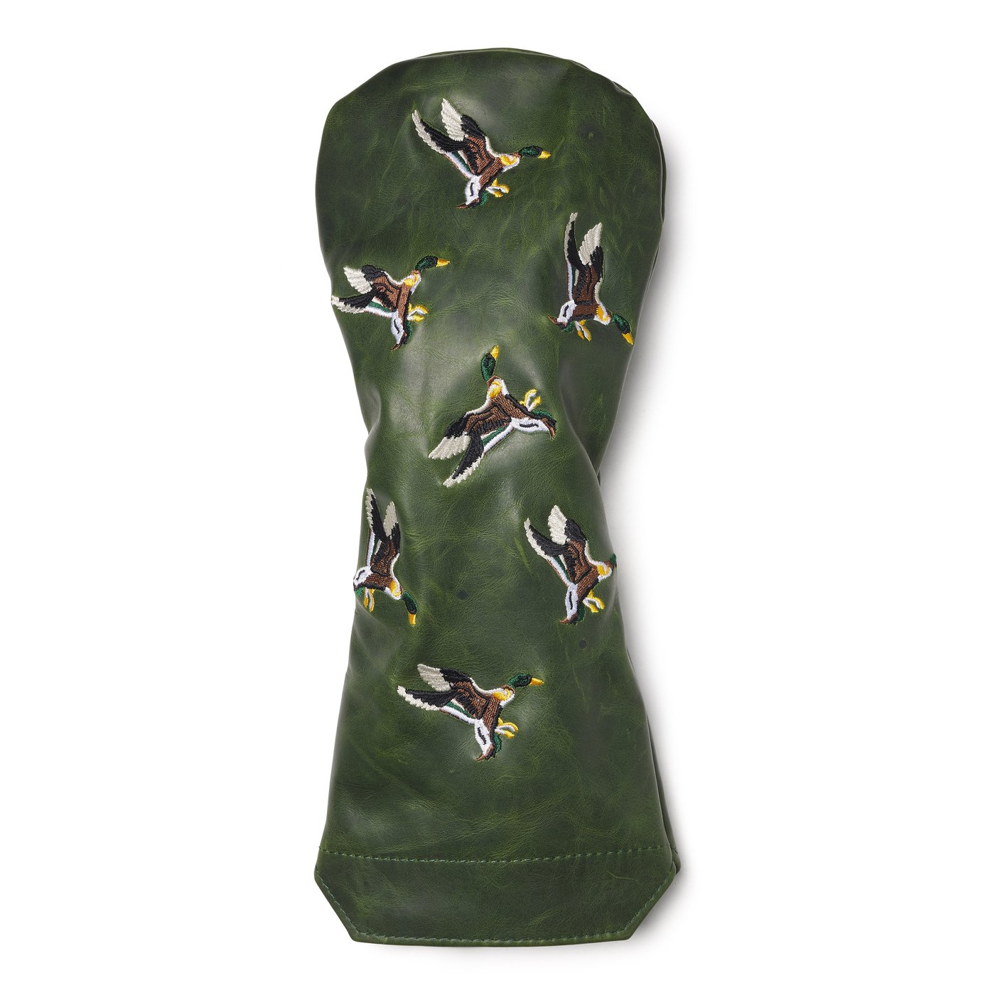 Winston Collection flying mallard leather headcovers in whiskey pull-up leather · view 3 of 4