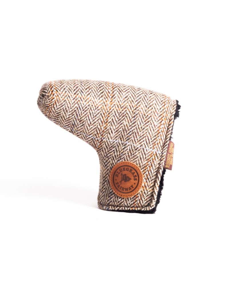 Bluegrass Fairway Redan Putter Cover Harris Tweed Brown Herringbone · view 1 of 4