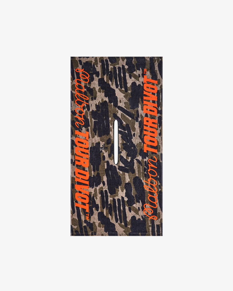 Malbon Golf Tour Divot Camo Golf Towel in Bark