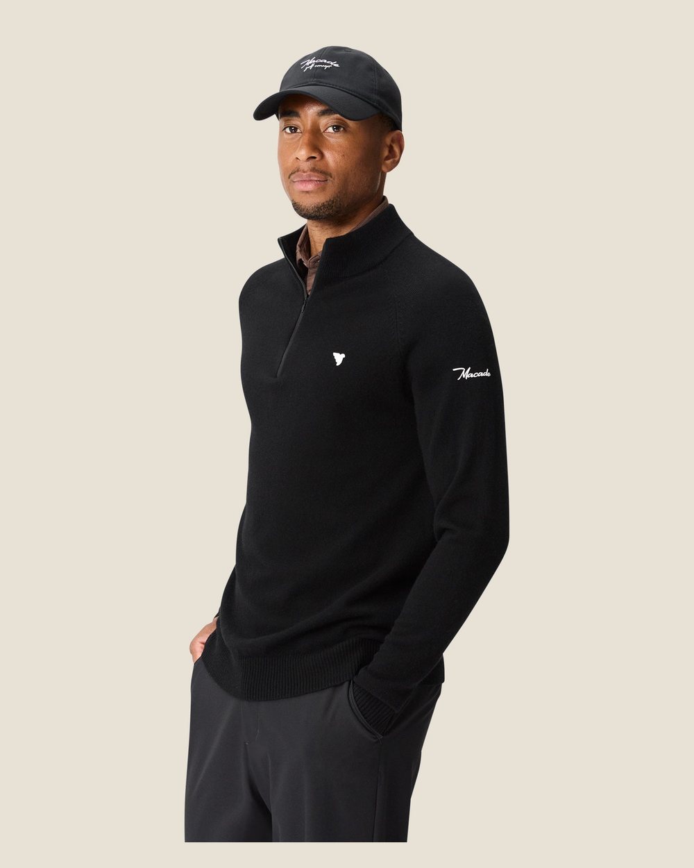 Macade Bridge Merino Quarter Zip, Black · view 2 of 5