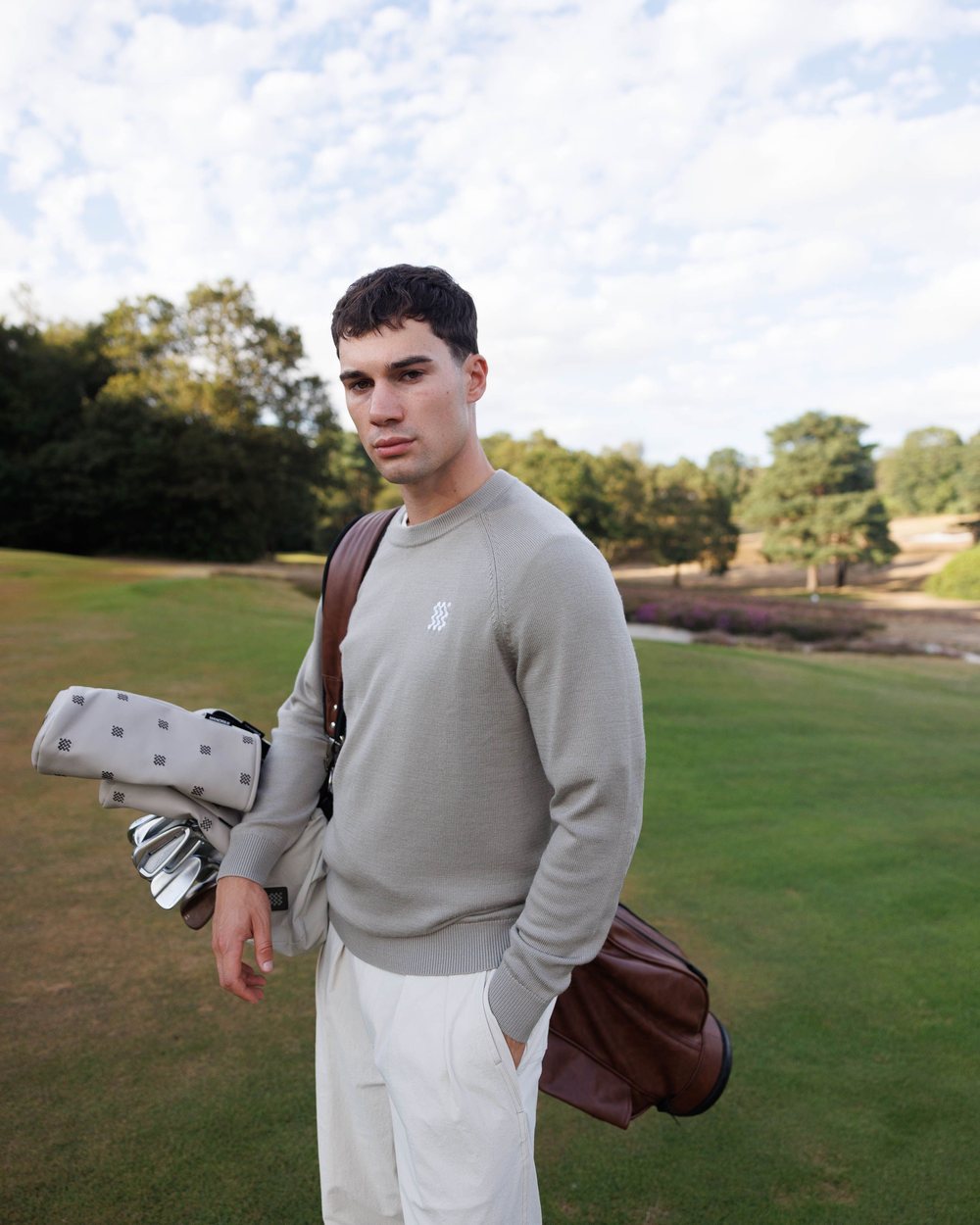 Manors Golf Merino Tech Crewneck, Dune · view 3 of 5