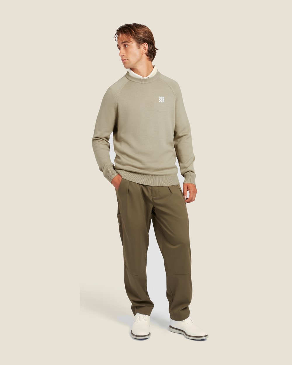 Manors Golf Merino Tech Crewneck, Dune · view 5 of 5
