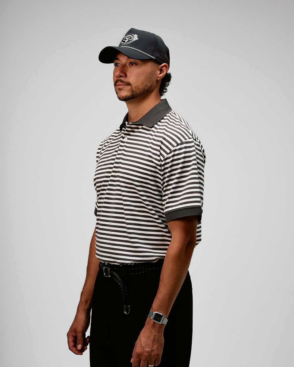 Devereux Golf Camelback Polo, Brown / White Stripe · view 1 of 5