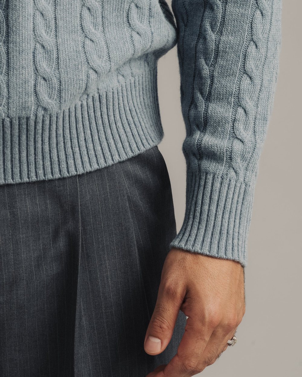Late Nine Cable Knit Polo, Light Blue · view 4 of 4