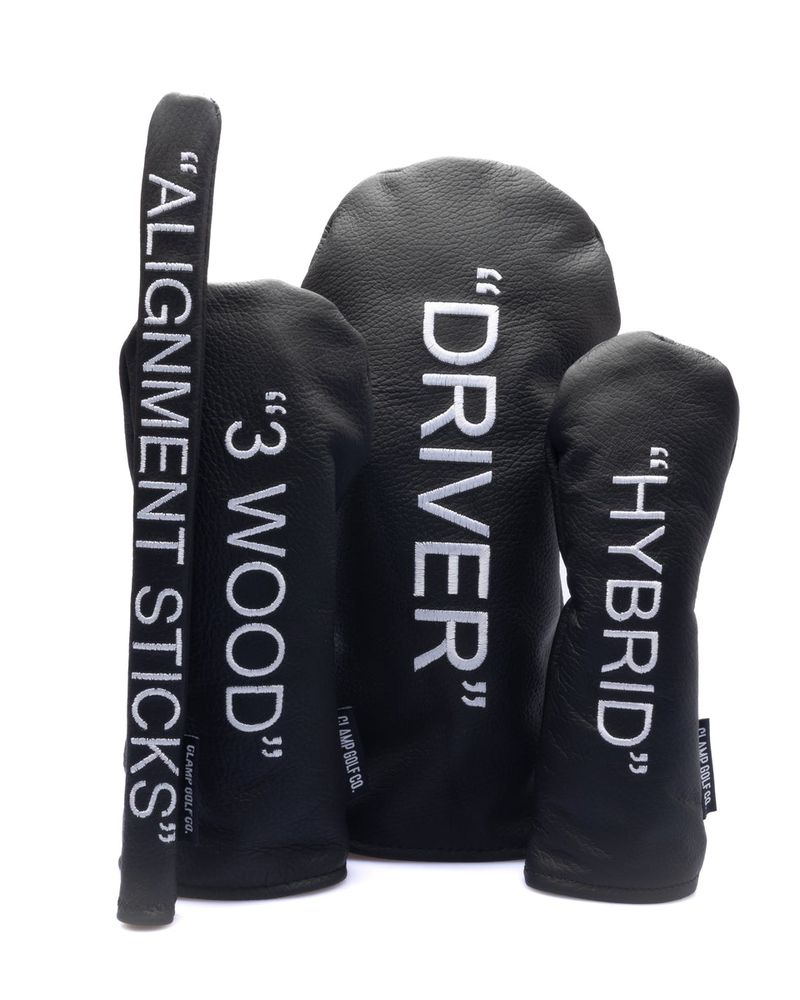 Black leather word covers with an alignment stick cover
