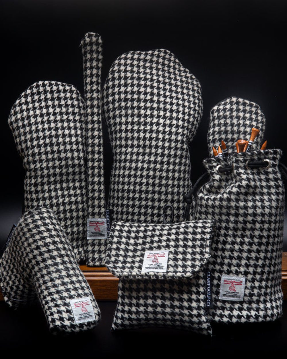 Clamp Golf Black and White Houndstooth Harris Tweed · view 1 of 2