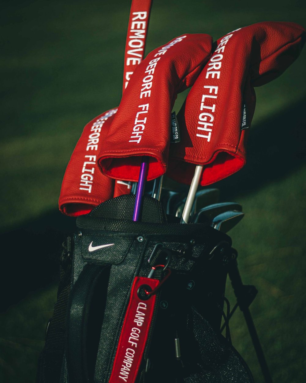 Clamp Golf Remove Before Flight Headcover Red leather · view 2 of 4