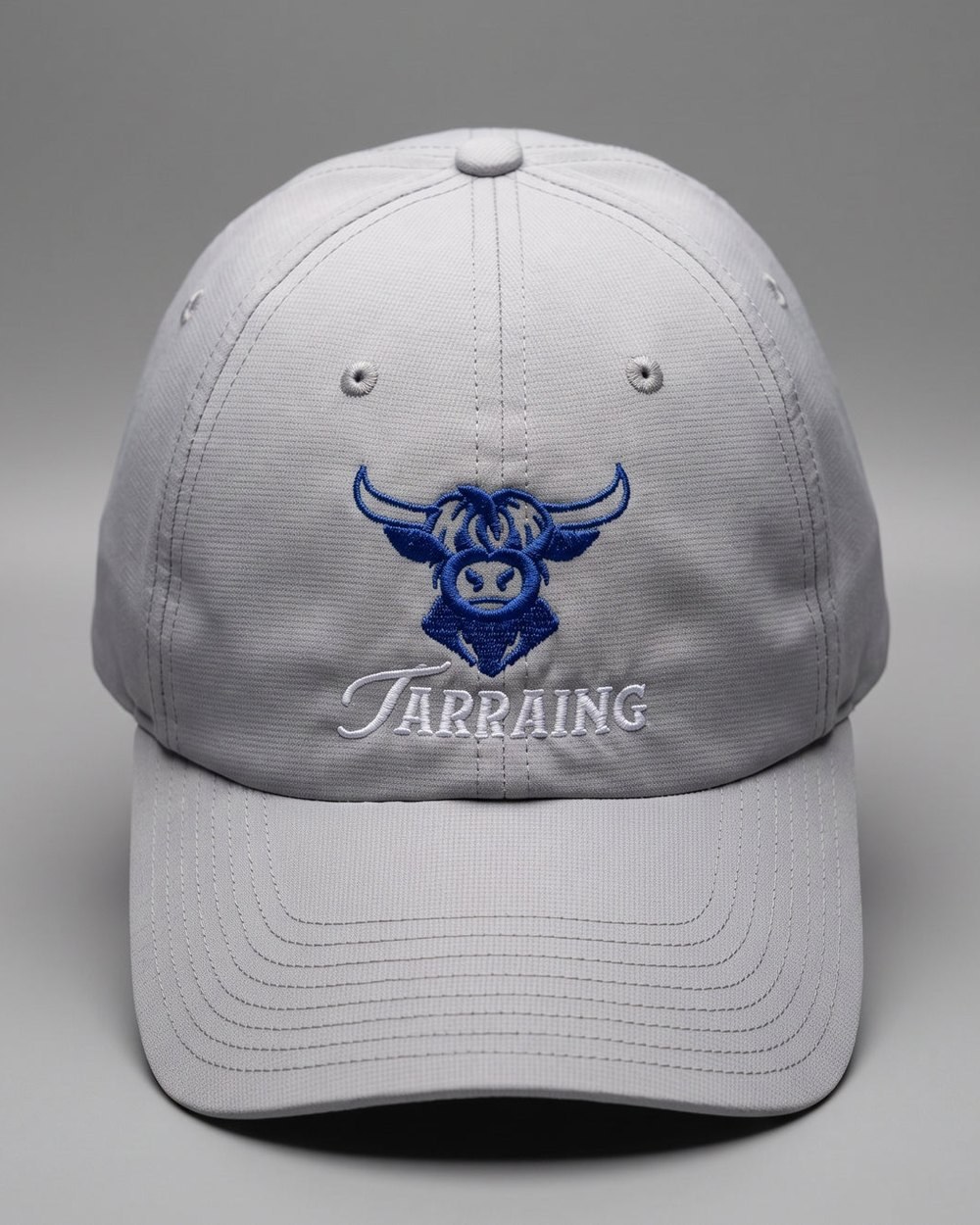 Tarraing Golf Gray, White and Blue Highland Cow Hat · view 1 of 3
