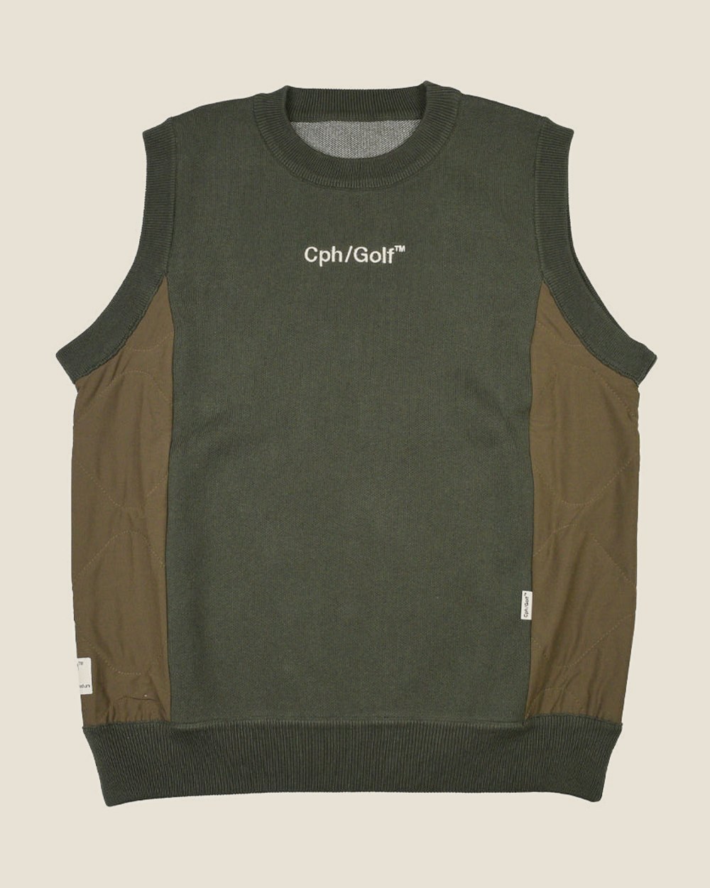 Cph/Golf Side Quilt Knit Vest, Khaki &middot; view 3 of 5