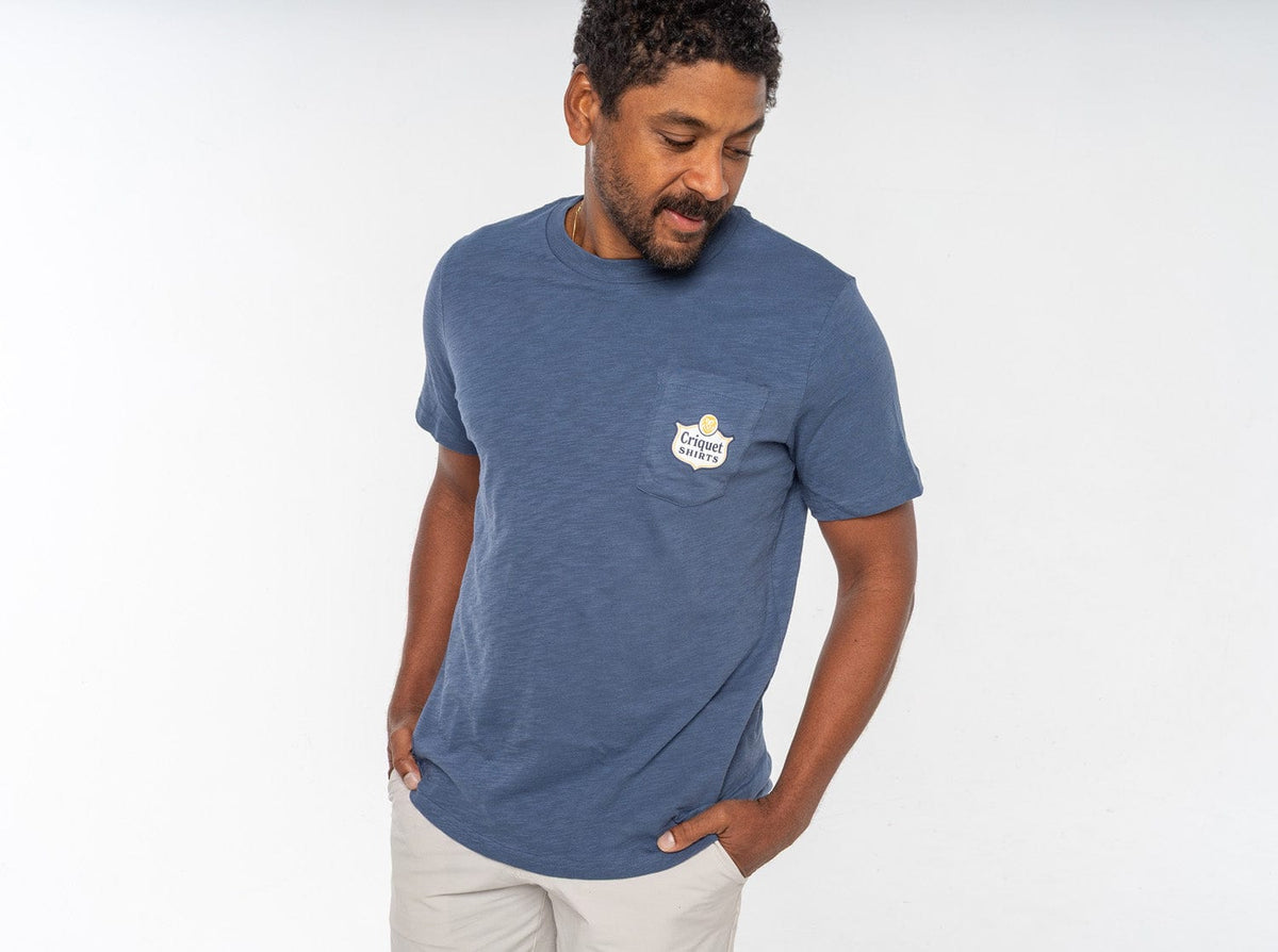 Slub Graphic Tee Lions Badge by Criquet Shirts, Austin Texas