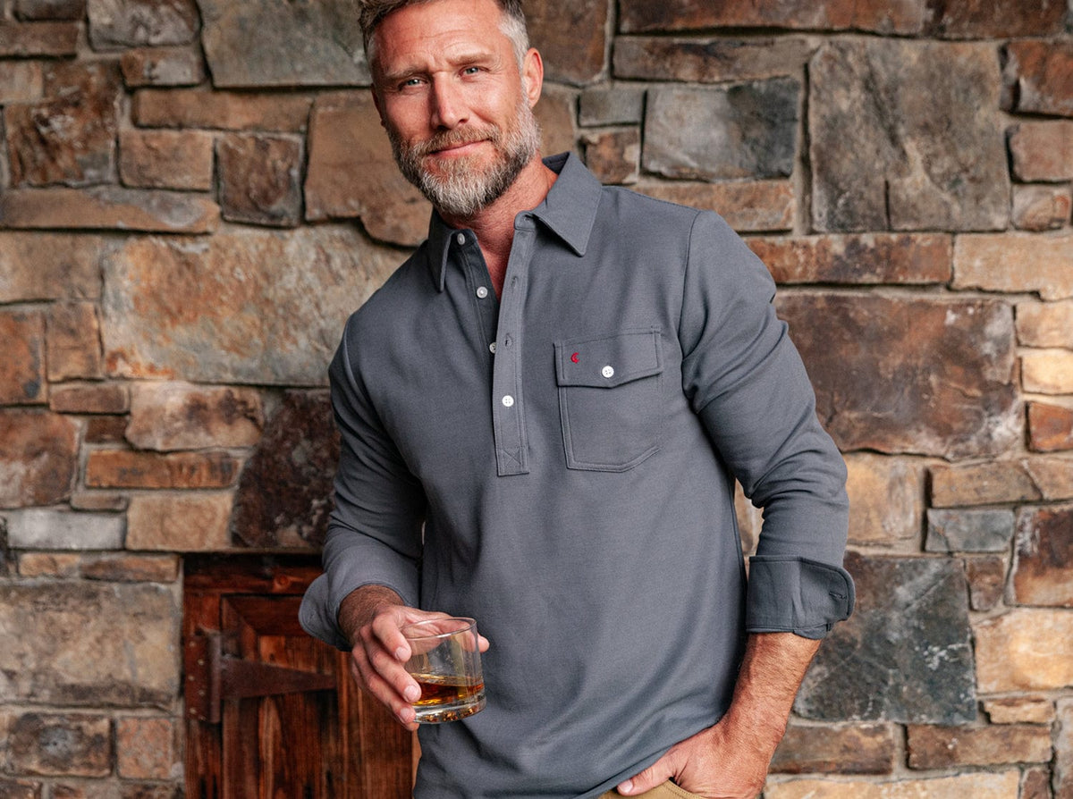 Long Sleeve Players Shirt Blue Steel by Criquet Shirts, Austin Texas