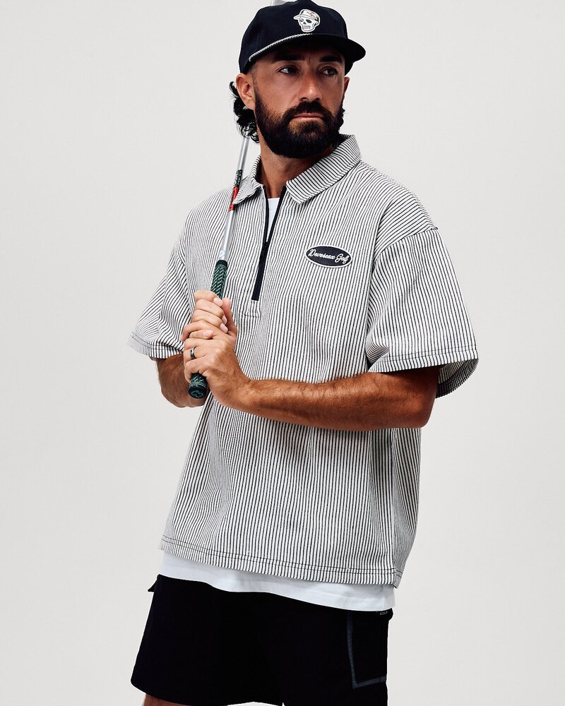 Devereux Golf Mechanic QTR Zip - Faded Black Pinstripe &middot; view 2 of 4