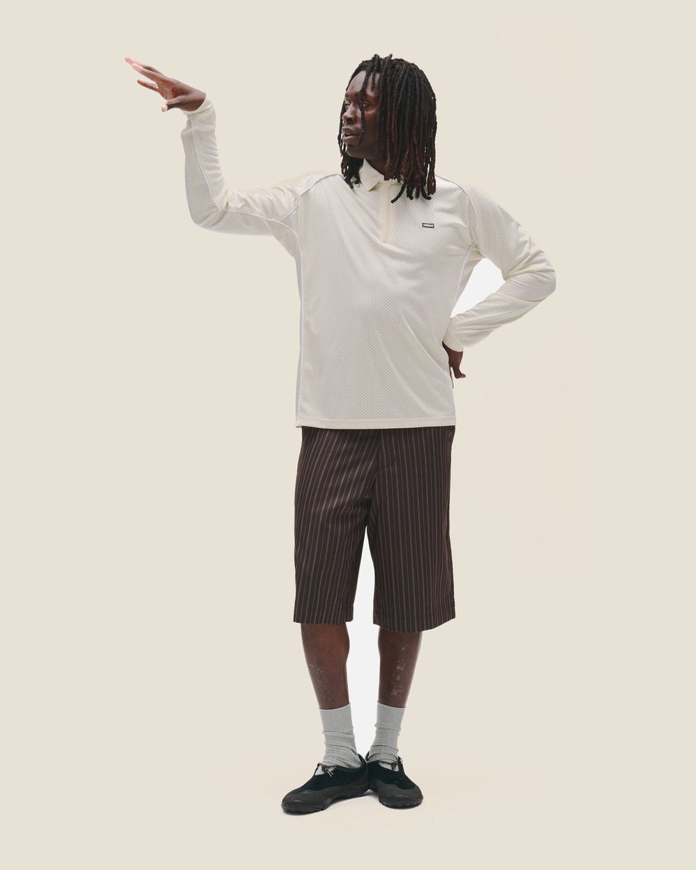Metalwood Studio Piped Longsleeve Quarter Zip Polo, Tan &middot; view 2 of 3