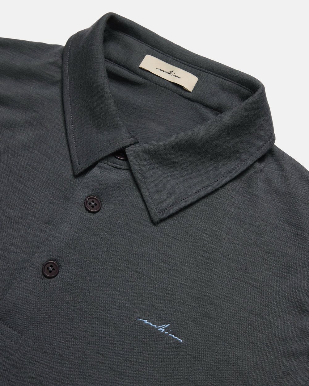 Whim Golf Sky Embroidered Slate Merino Long Sleeve Golf Shirt &middot; view 2 of 4