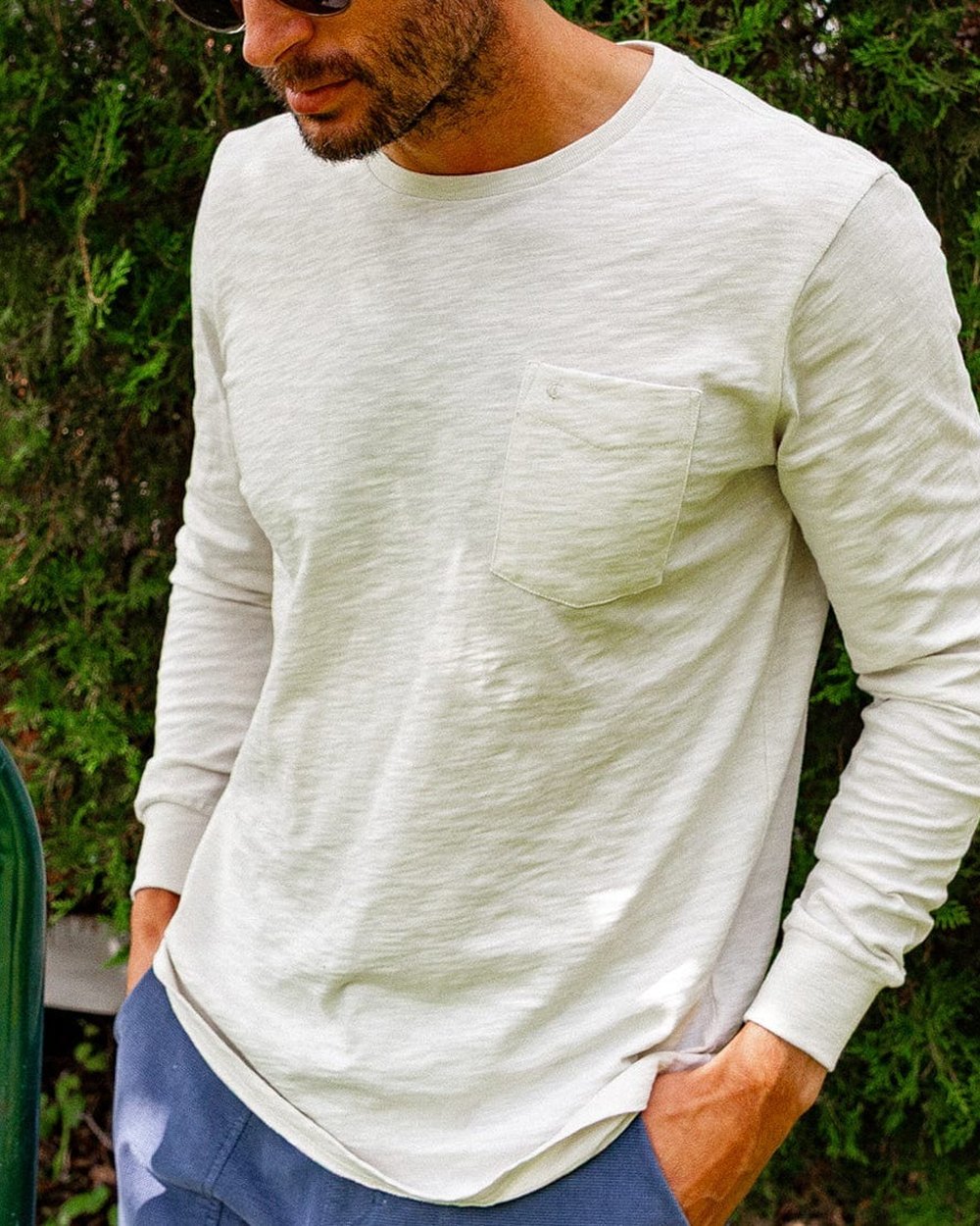 Criquet Shirts Cotton Slub Long Sleeve T-Shirt, Natural · view 1 of 5