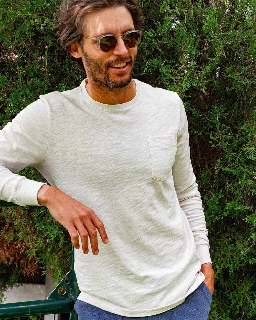 Criquet Shirts Cotton Slub Long Sleeve T-Shirt, Natural · view 2 of 5