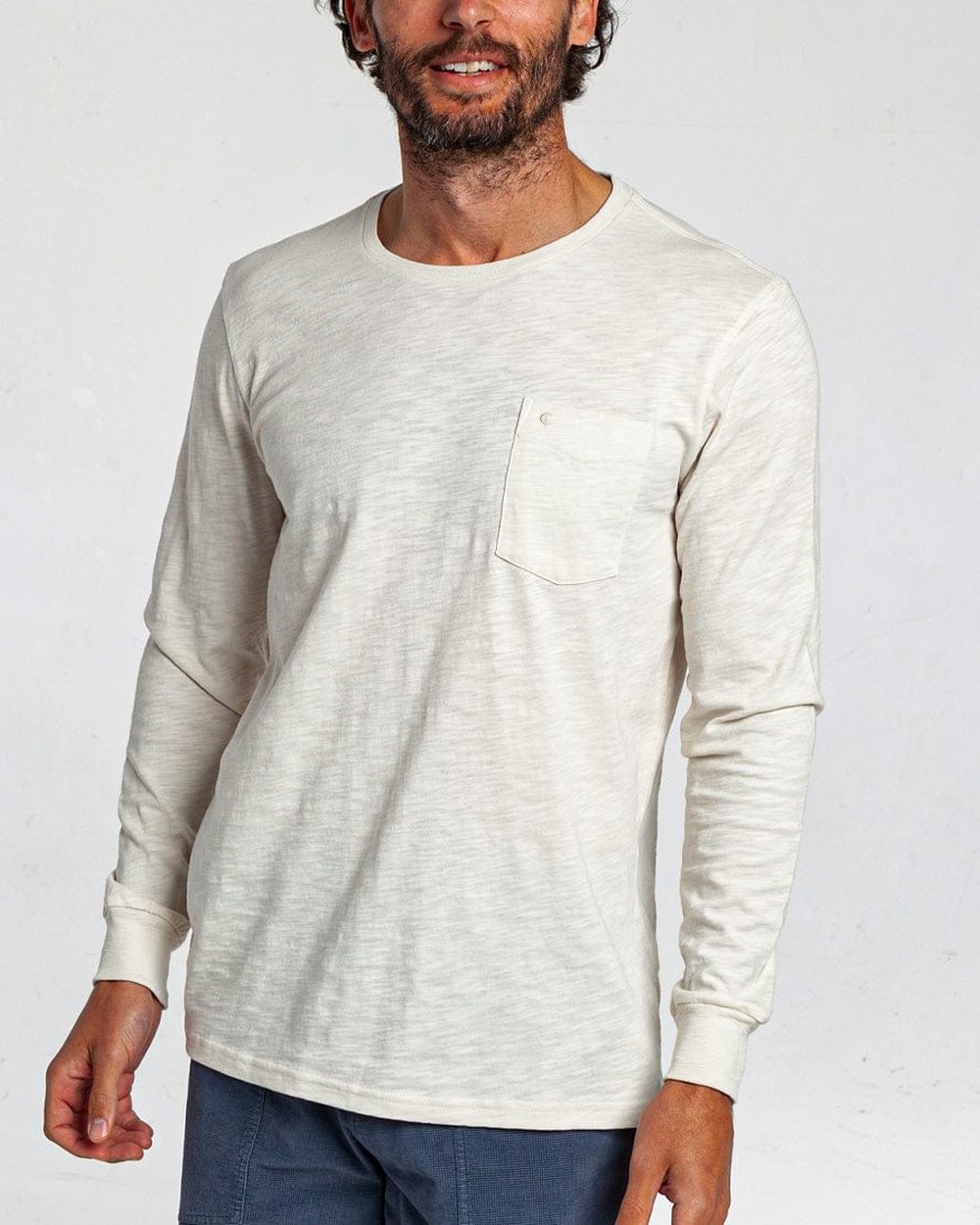 Criquet Shirts Cotton Slub Long Sleeve T-Shirt, Natural · view 3 of 5