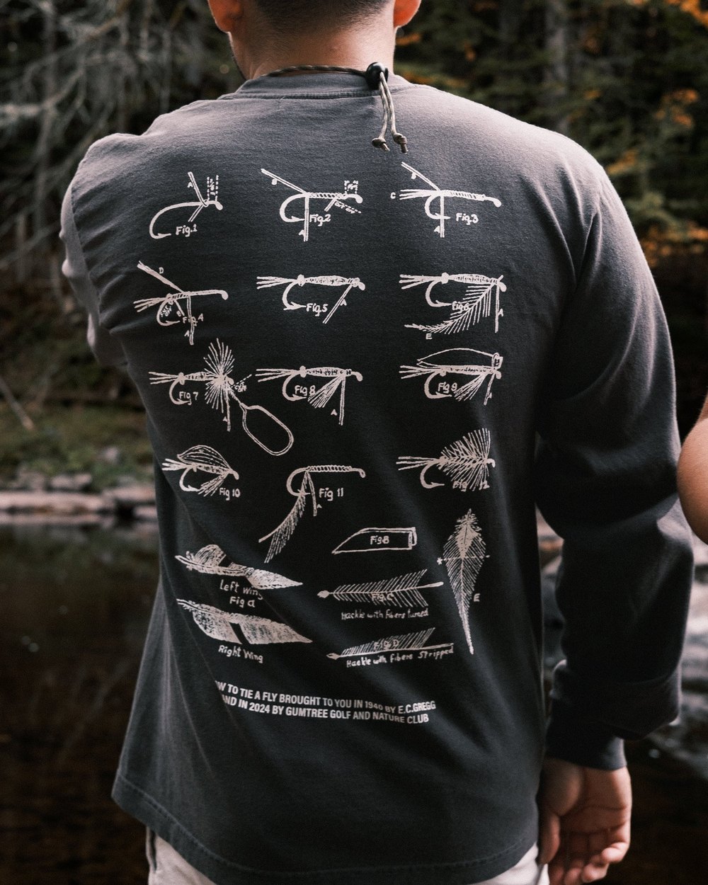 Gumtree Golf & Nature Club How To Tie a Fly Reference L/S Tee, Vintage Black · view 1 of 2