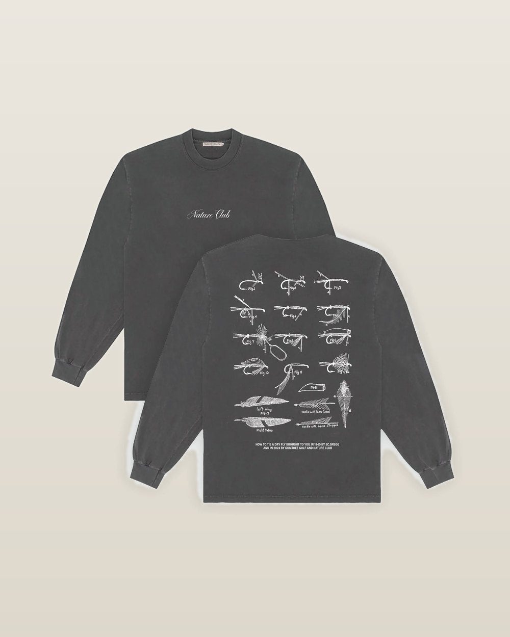 Gumtree Golf & Nature Club How To Tie a Fly Reference L/S Tee, Vintage Black · view 2 of 2