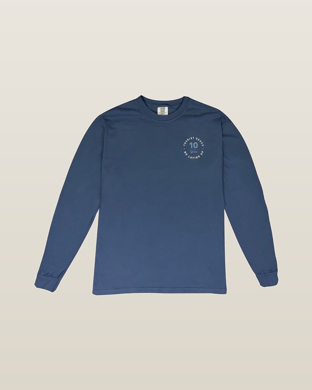 No Laying Up 10 Years of Tourist Sauce Long Sleeve T-Shirt, Midnight · view 1 of 4