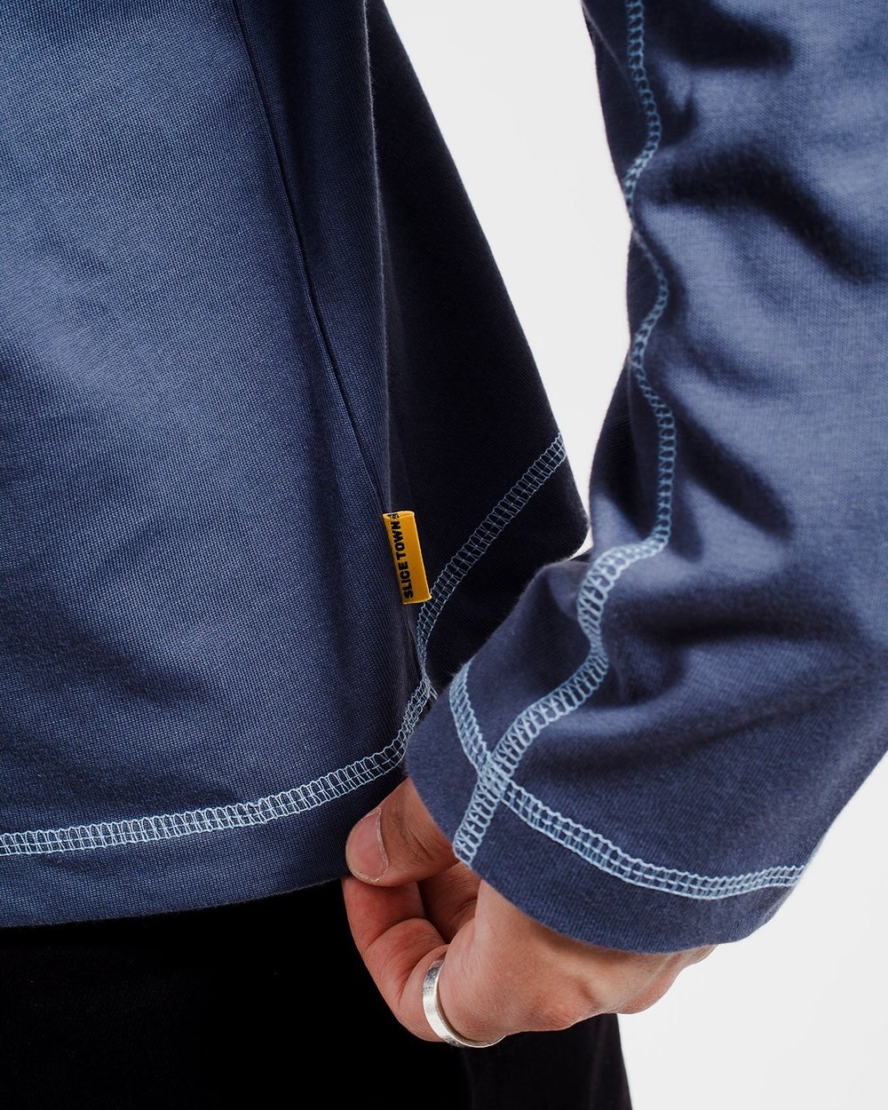 SLICE TOWN Long Sleeve Tee, Dusty Cobalt · view 2 of 4