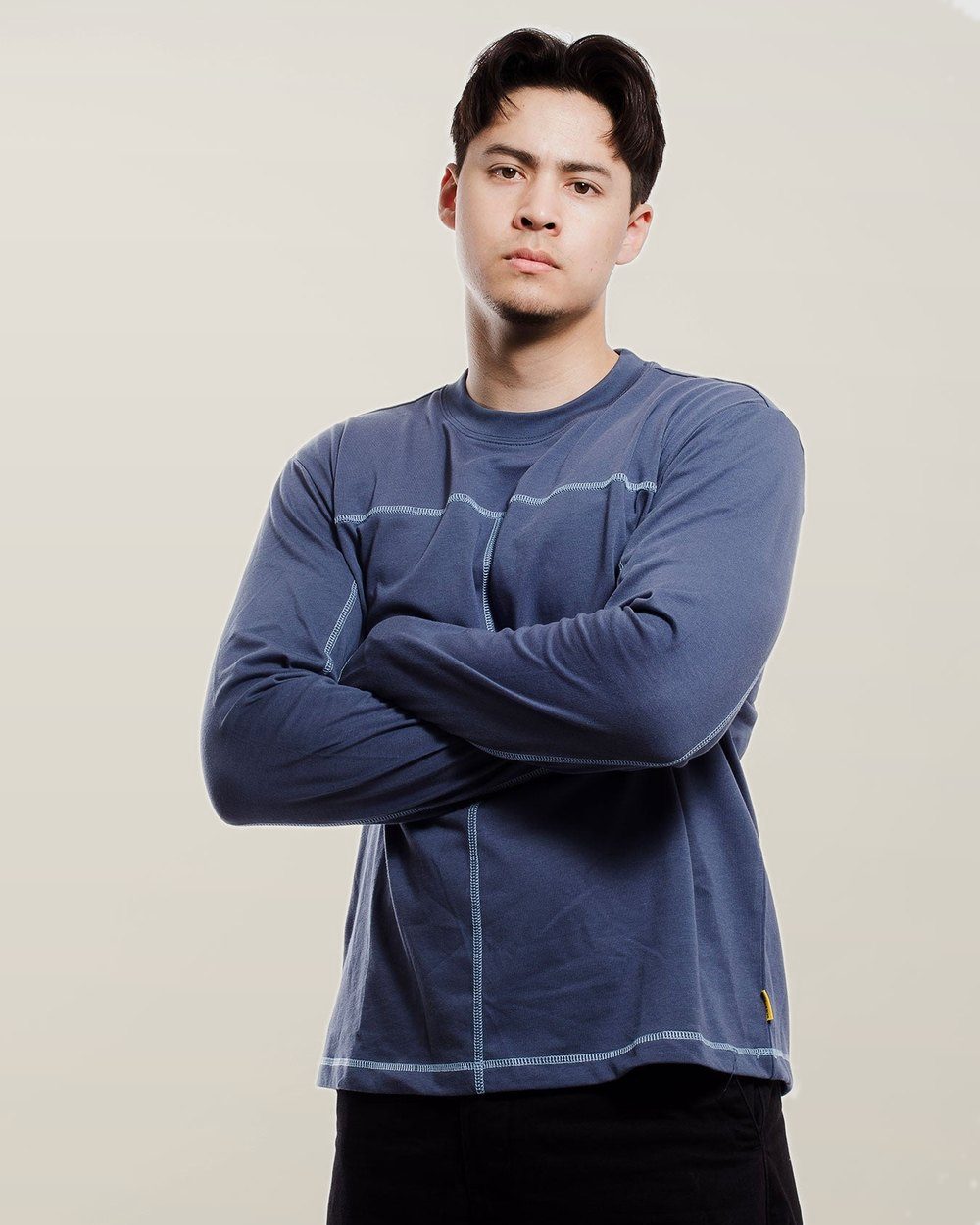SLICE TOWN Long Sleeve Tee, Dusty Cobalt · view 3 of 4