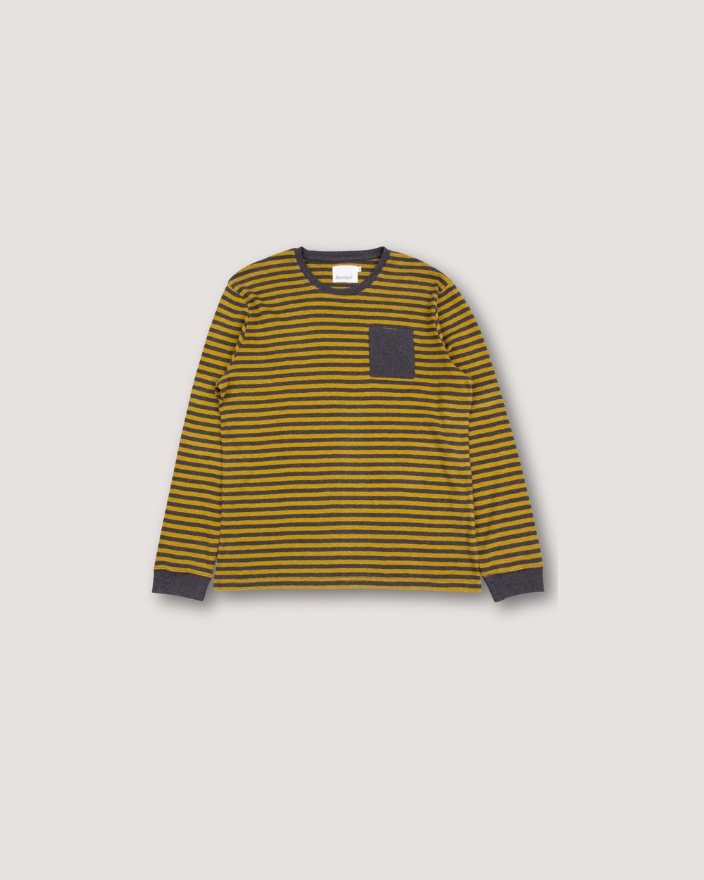 Sounder Fuzzy Pocket Long Sleeve T-Shirt, Gold and Slate · view 1 of 5