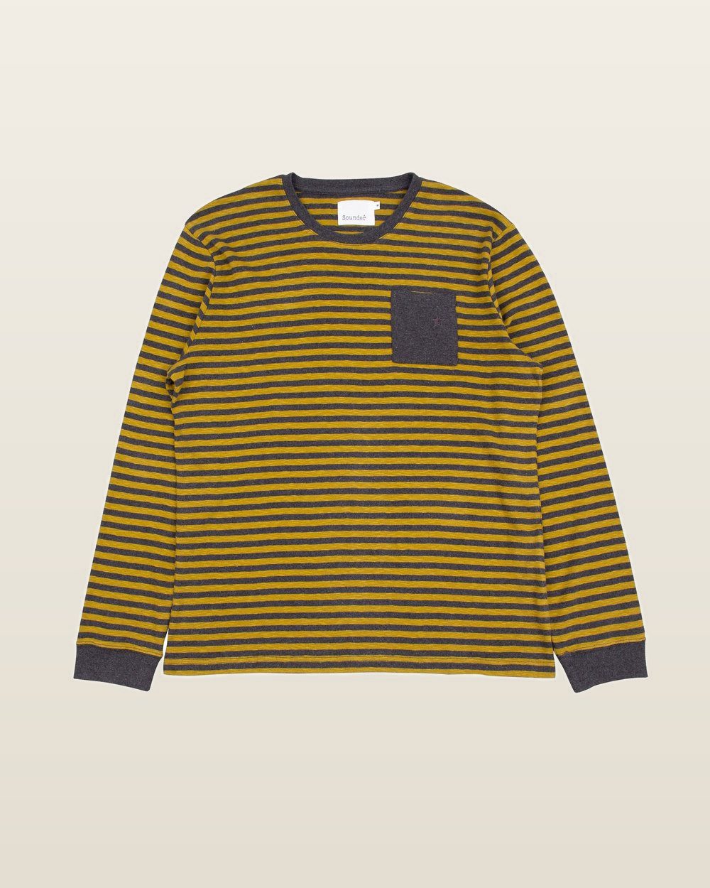 Sounder Fuzzy Pocket Long Sleeve T-Shirt, Gold and Slate · view 3 of 5