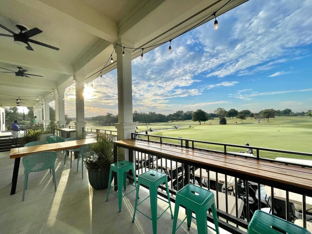 Fairways Cantina patio overlooking Morris Williams Golf Course