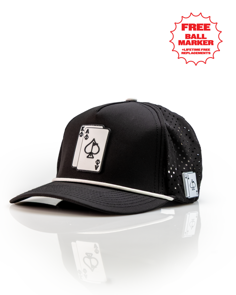 Pins & Aces Ace/King Black Perforated Rope Hat