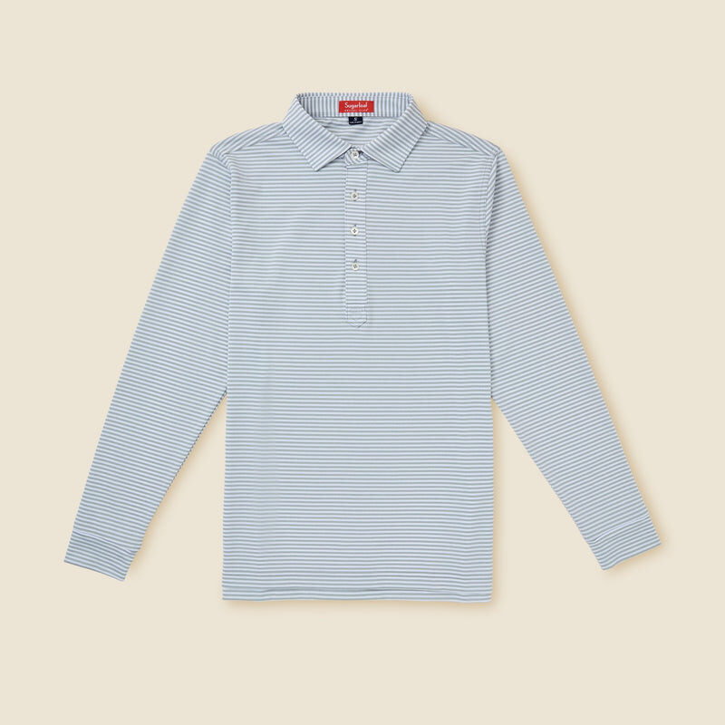 Sugarloaf Social Club — LS Striped Polo in Hunter Green/Rose